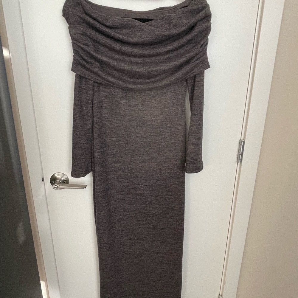 Elegant Gray Off-Shoulder Dress
